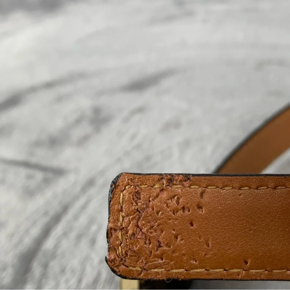 SAS‎ Belt XXL 40 Brown with Brass Buckle Made in USA Calfskin Croc Embossed Flaw